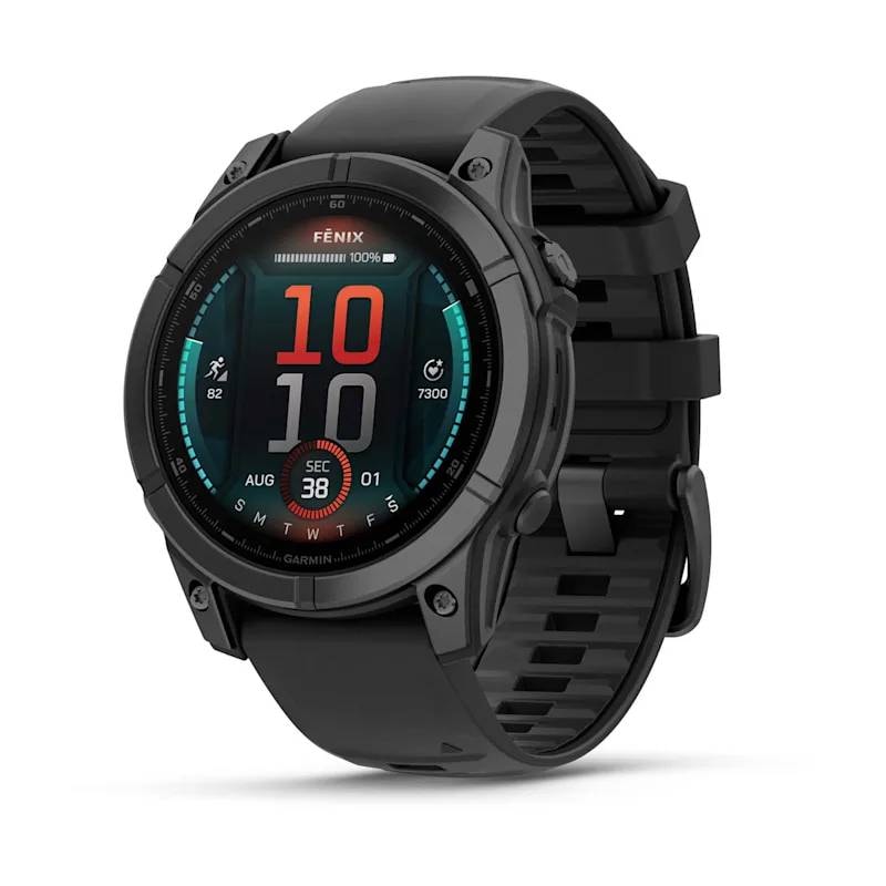 Smartwatch Garmin Fēnix E 47mm Amoled Aço Cinzento Ardósia com Bracelete Preta em Silicone