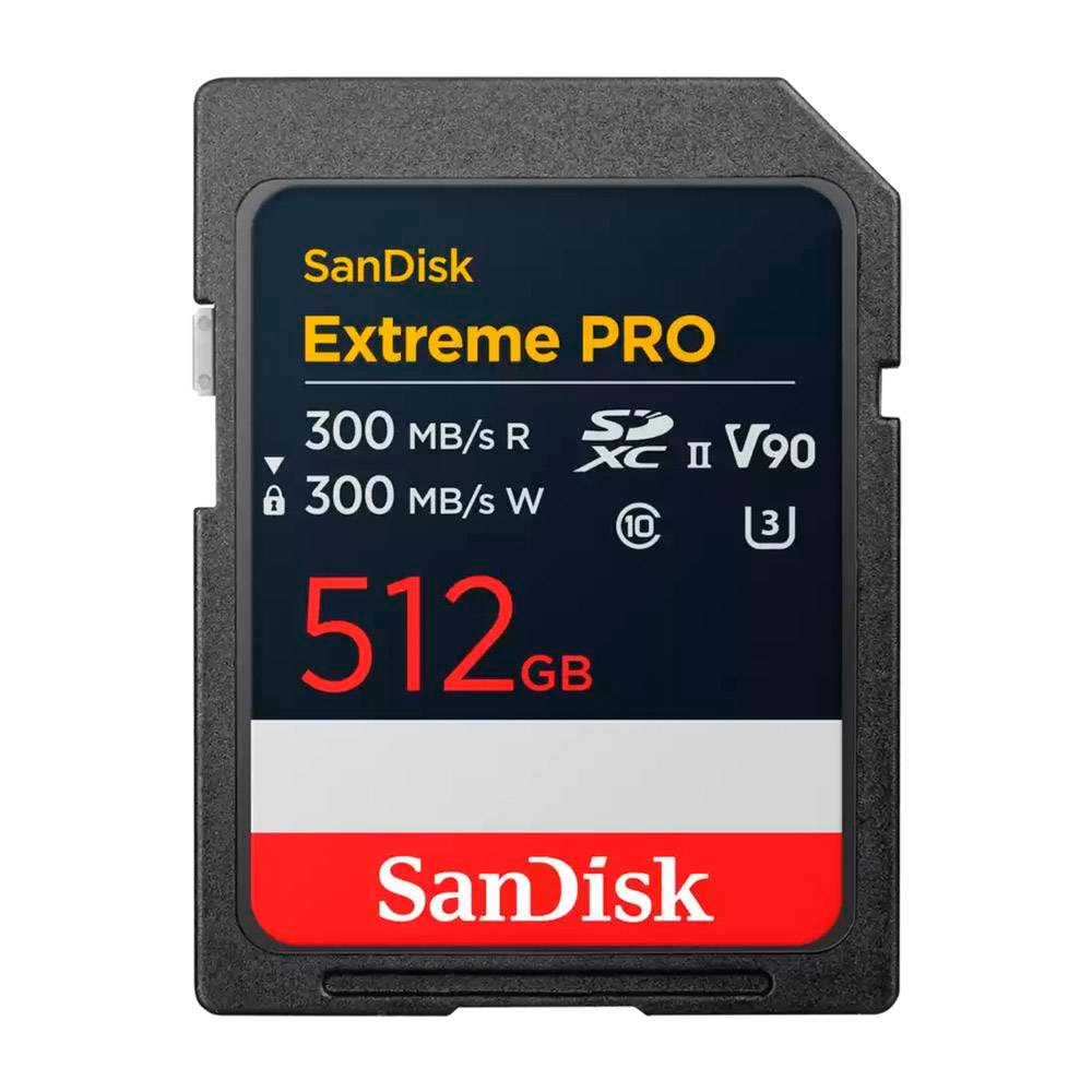 Cartão de Memória SDXC SANDISK Extreme PRO 512GB (300MB/s) UHS-II, U3, V90