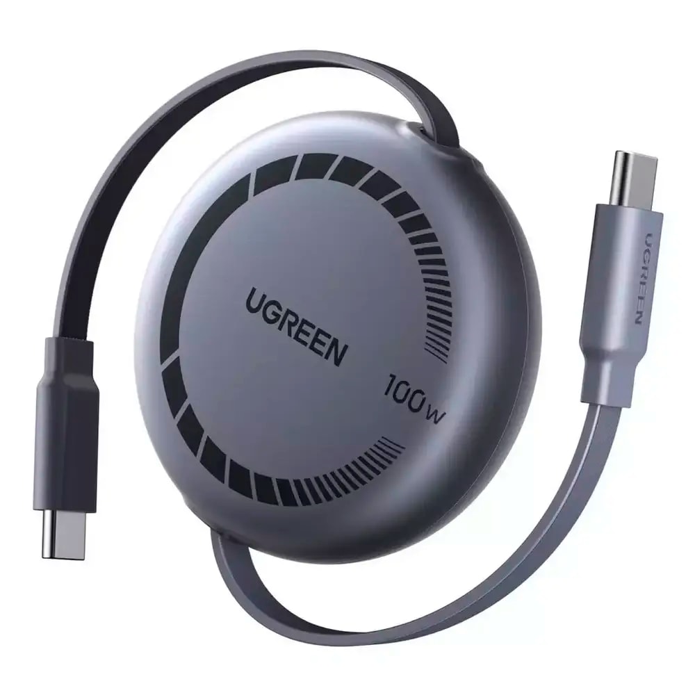 Cabo USB-C Retrátil UGREEN Nexode PD 100W 1m Cinza