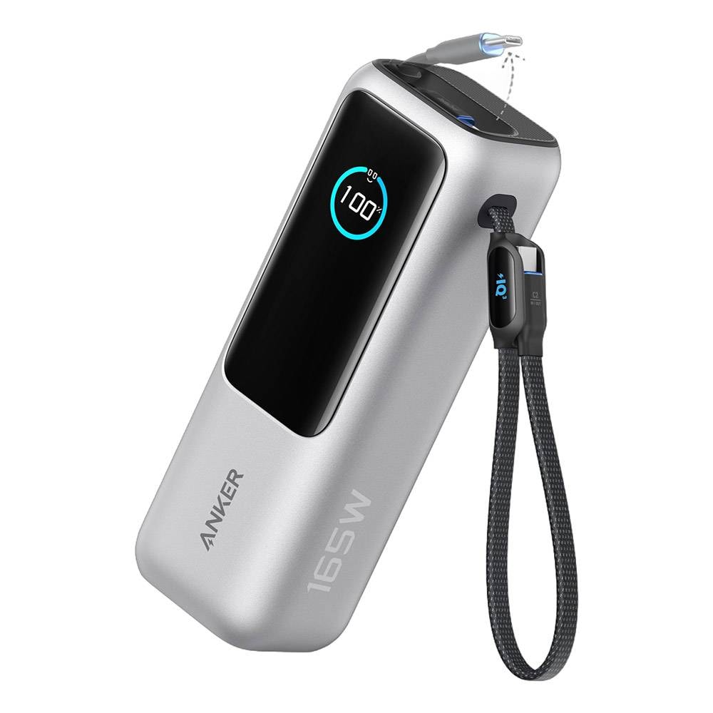 Powerbank Anker Laptop Power Bank 25000mAh 165W c/ Cabo Integrado e Retrátil Cinzenta