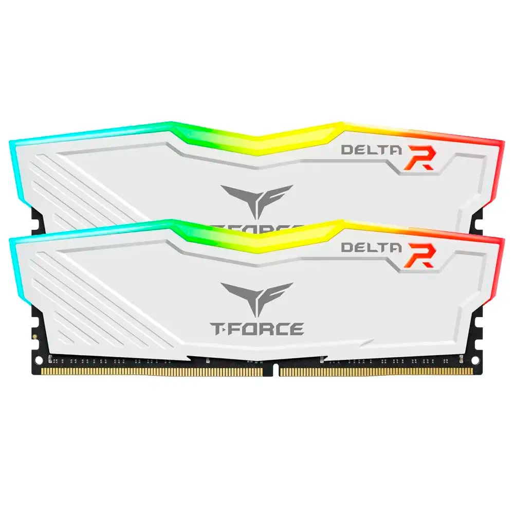 Memória RAM UDIMM TEAMGROUP T-Force Delta RGB 48GB (2x24GB) DDR5-6400MHz (AMD Expo/Intel XMP) CL32 (32-39-39-84) 1.35V Branca