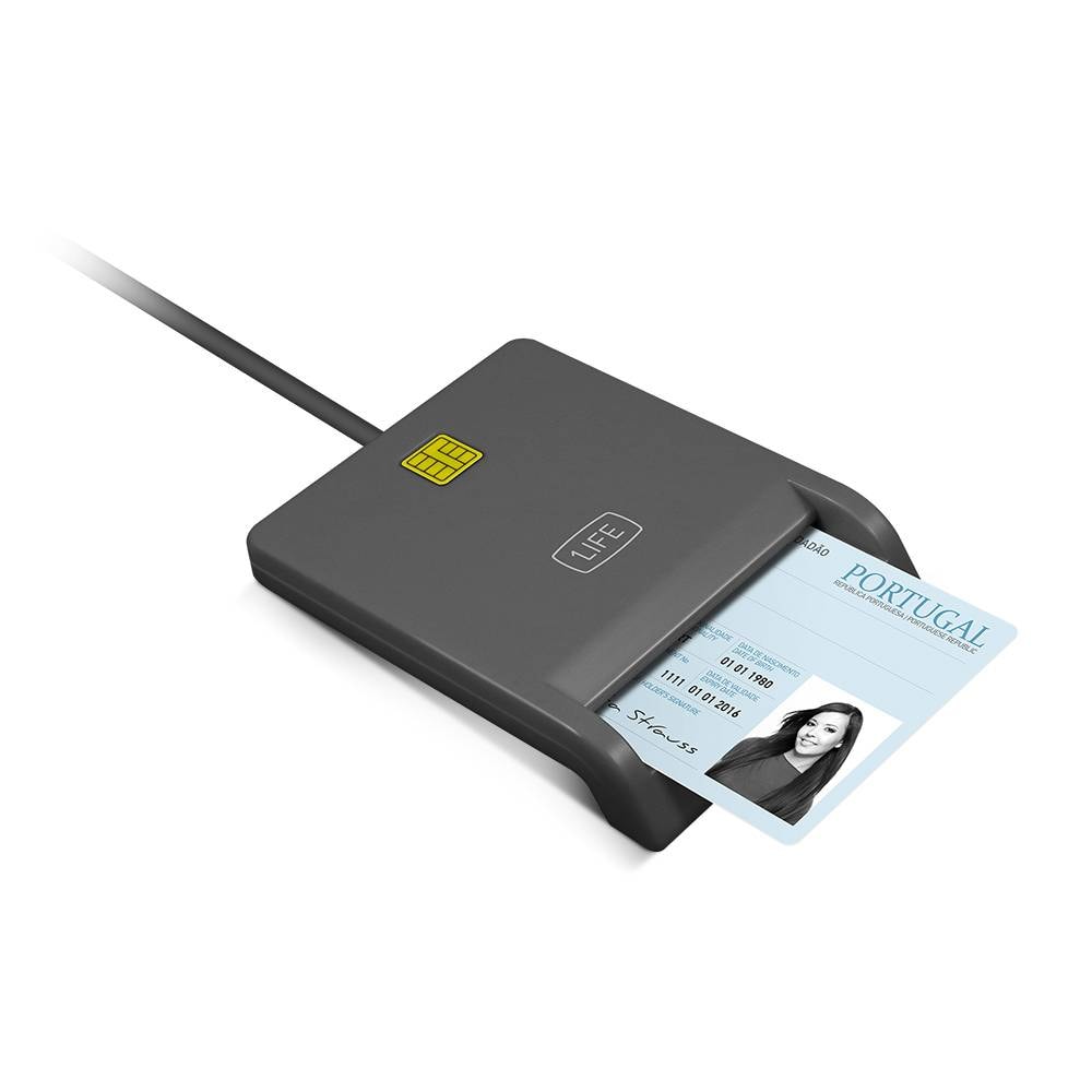 Leitor de Cartão do Cidadão (Portugal) e DNI Eletrónico (Espanha) 1Life cr:citizen USB 2.0 Type-A Preto