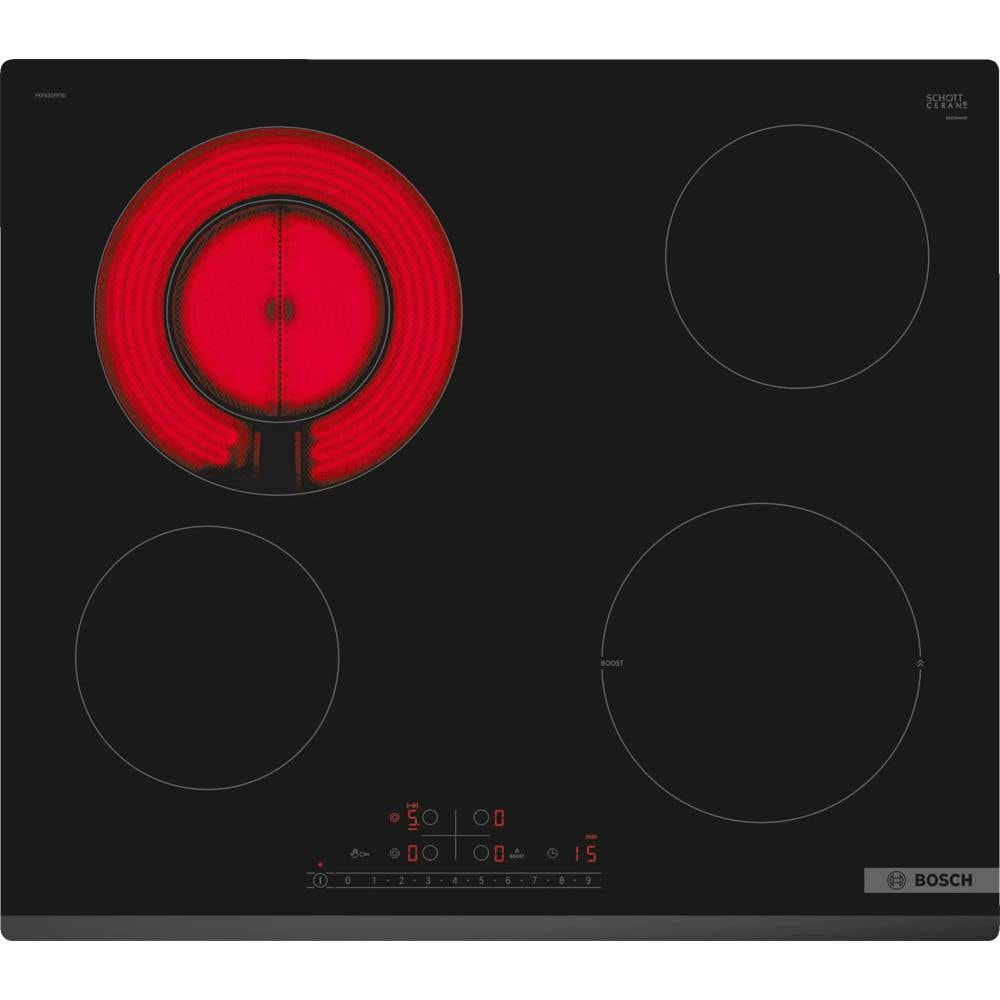 Placa de Cozinha Vitrocerâmica Bosch PKF631FP3E Serie 6 60cm 4 Zonas 6900W Preta