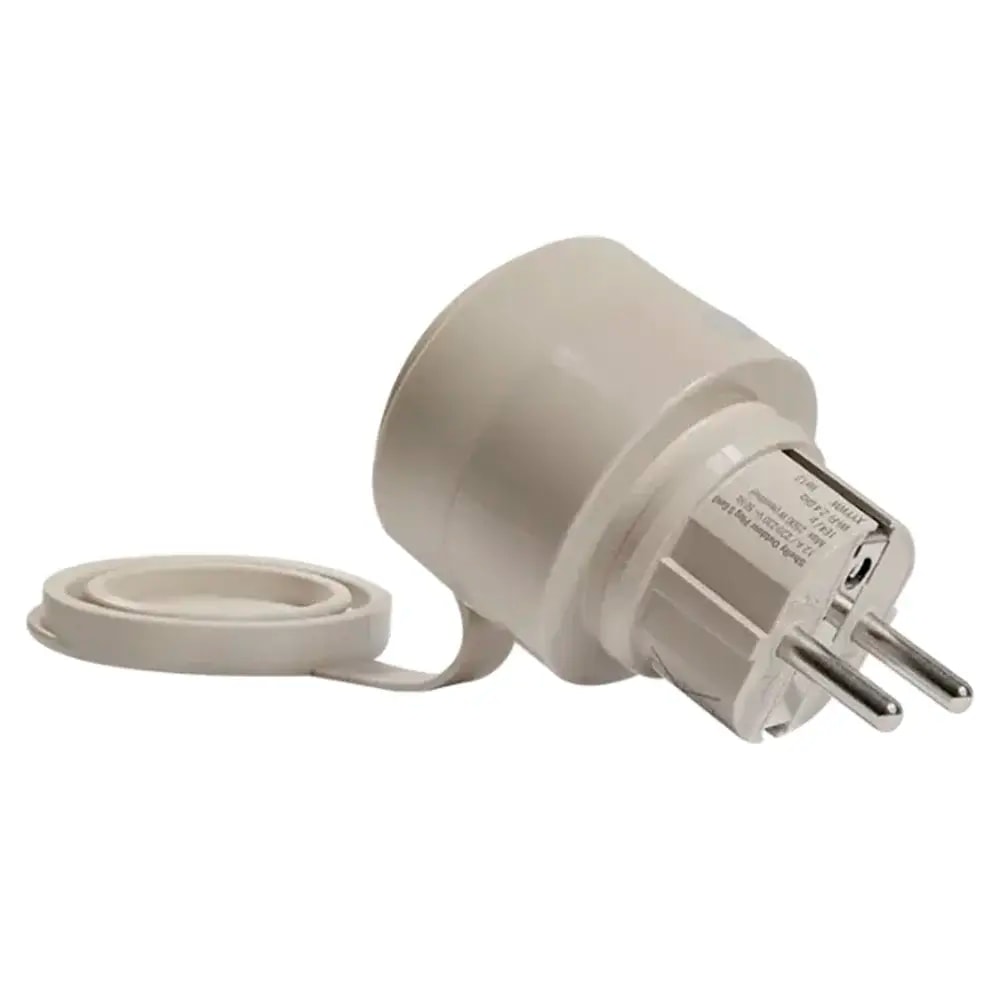 Tomada Inteligente Shelly Outdoor Plug S Gen3 WiFi Matter 230VAC (12A 2500W) Bege c/ Medidor Consumo e Luz LED