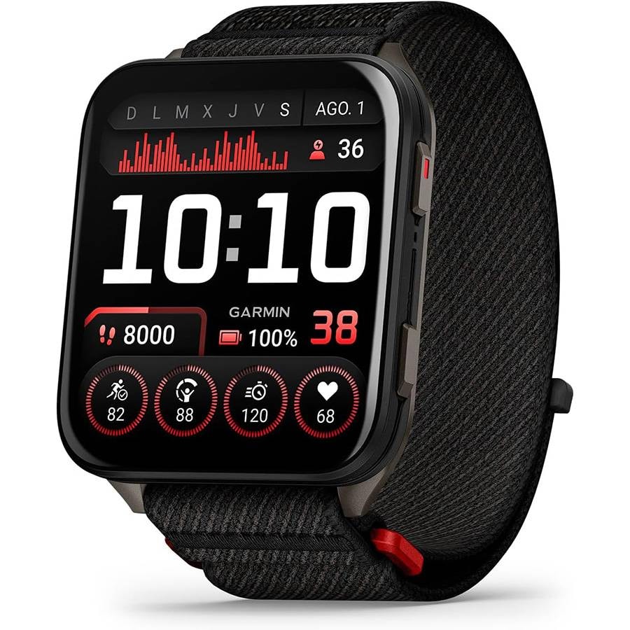 Smartwatch Garmin Venu X1 Preto com Caixa Titânio Ardósia e Bracelete Preta em Nylon ComfortFit