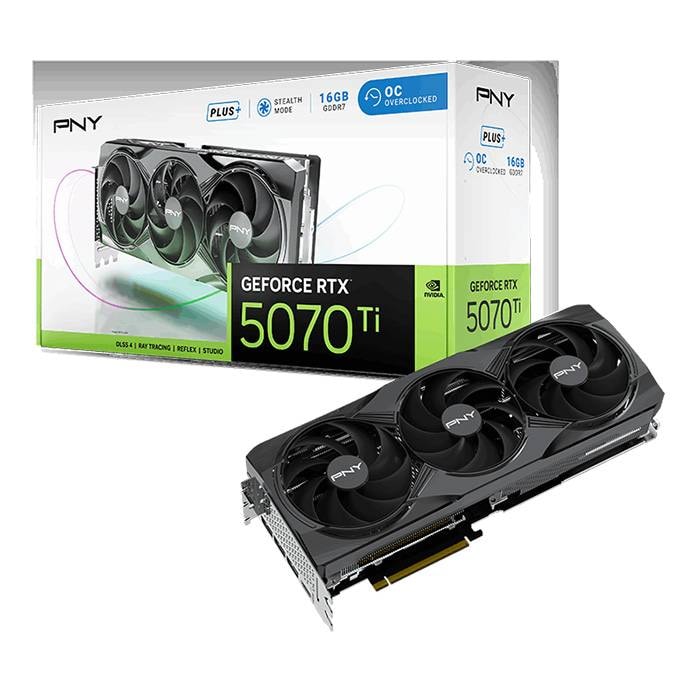 Placa Gráfica PNY NVIDIA GeForce RTX 5070 Ti "Blackwell" Overclocked Triple Fan Plus 16G GDDR7 DLSS4
