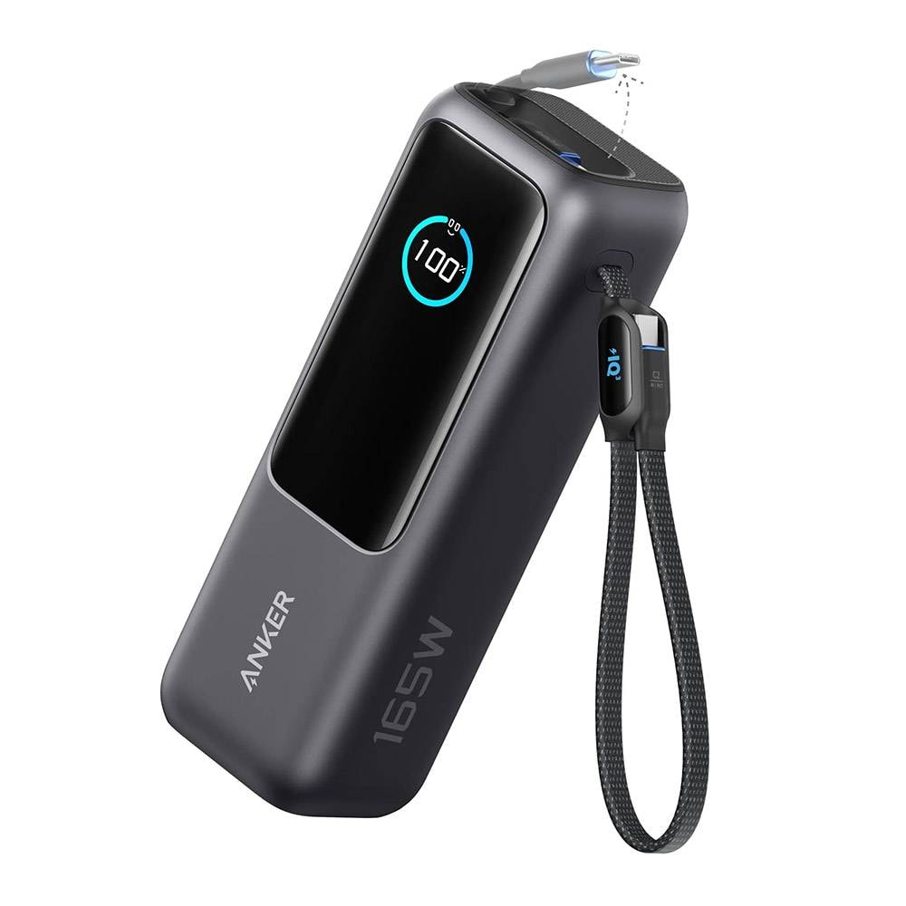 Powerbank Anker Laptop Power Bank 25000mAh 165W c/ Cabo Integrado e Retrátil Preta