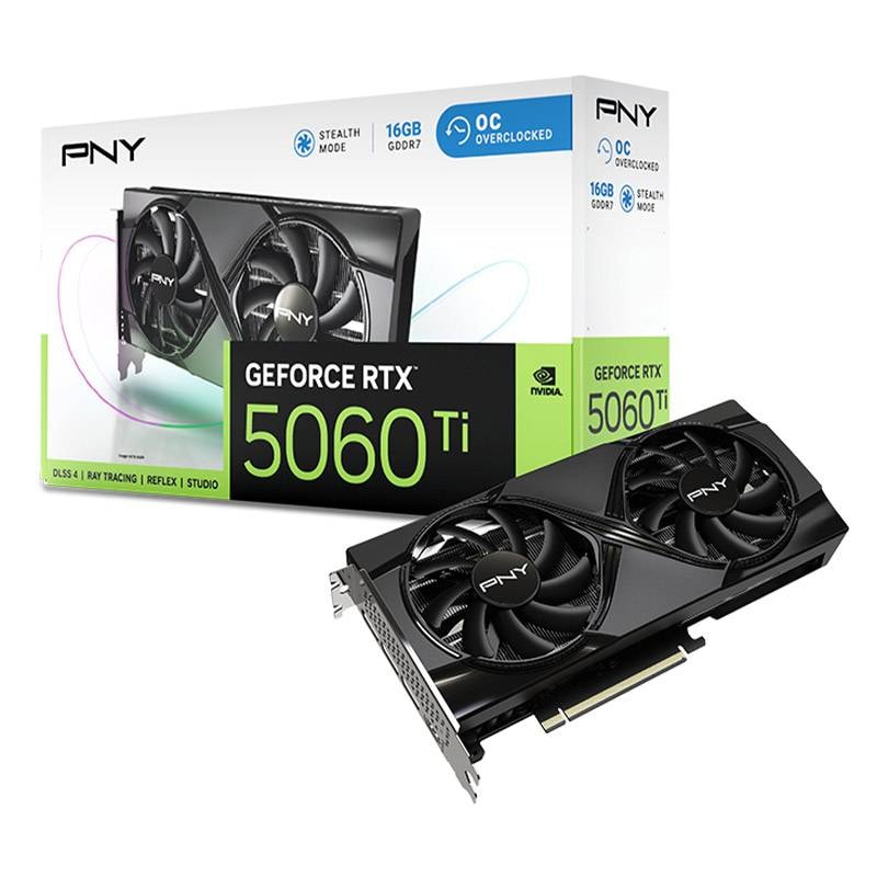 Placa Gráfica PNY NVIDIA GeForce RTX 5060 Ti "Blackwell" Dual Fan OC 16GB GDDR7 DLSS4