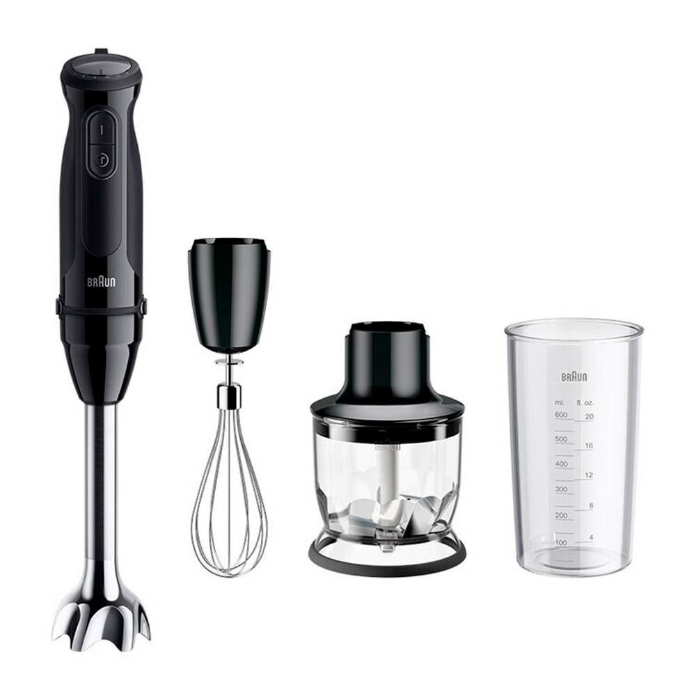 Varinha Mágica Braun MQ50202M BK 1000W 350ml Preta + Copo Medidor + Batedor de Claras + Tigela Picadora