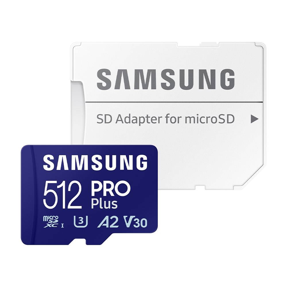 Cartão de Memória microSDXC Samsung PRO Plus 512GB (180MB/s) UHS-I, U3, V30, A2 + Adaptador SD