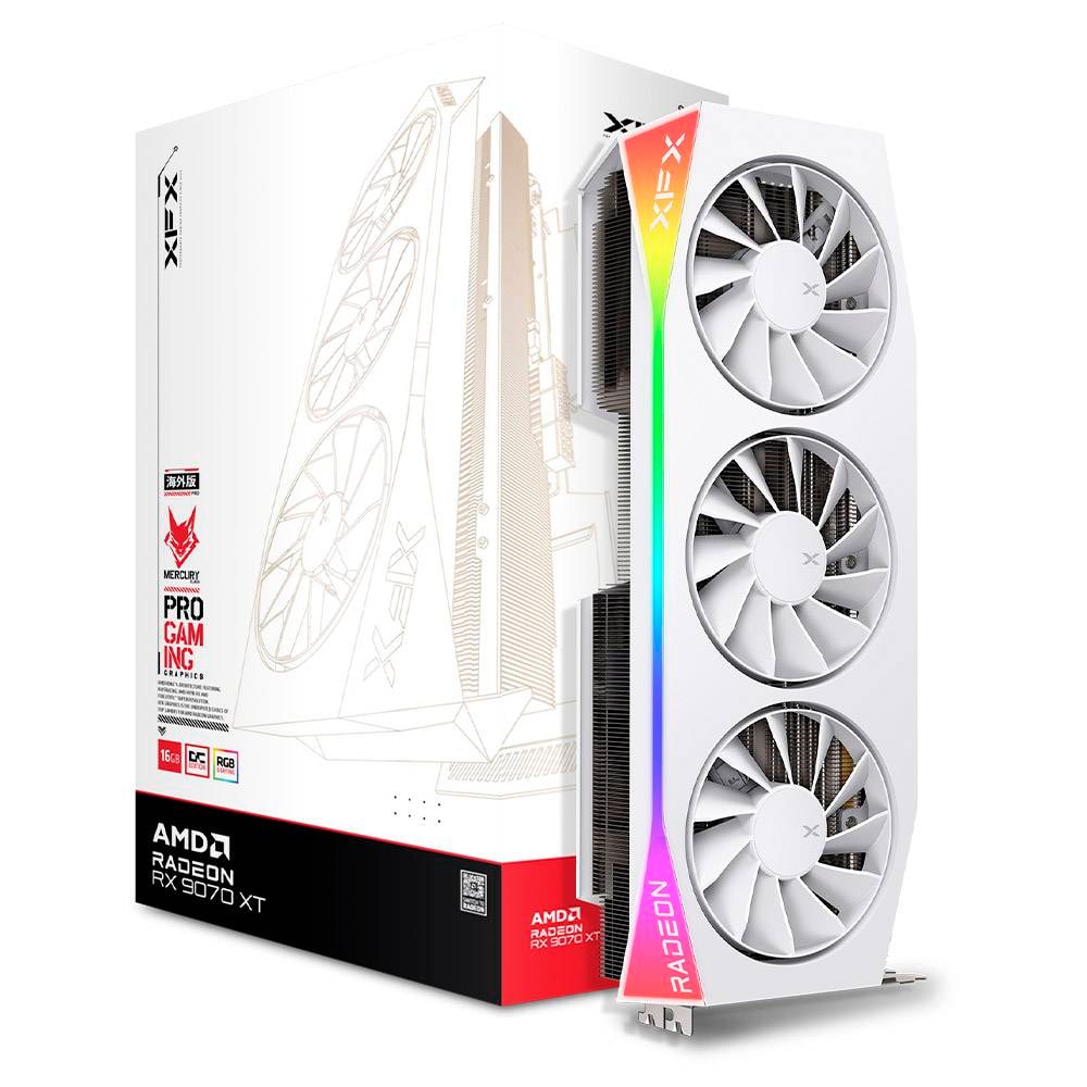 Placa Gráfica XFX AMD Radeon RX 9070 XT "RDNA 4" Mercury OC White Gaming 16GB GDDR6