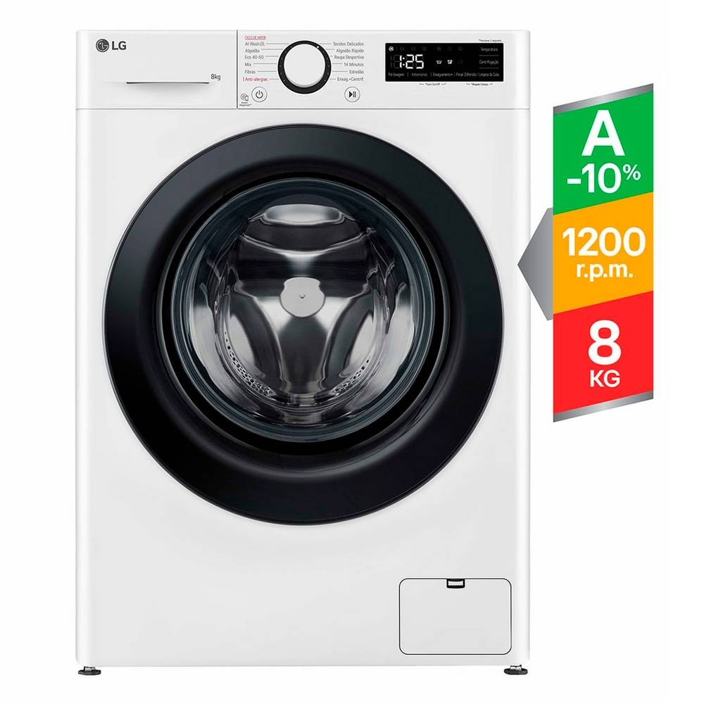 Máquina de Lavar Roupa de Livre Instalação LG F2WR5S8S6W 8kg 1200RPM A Branca