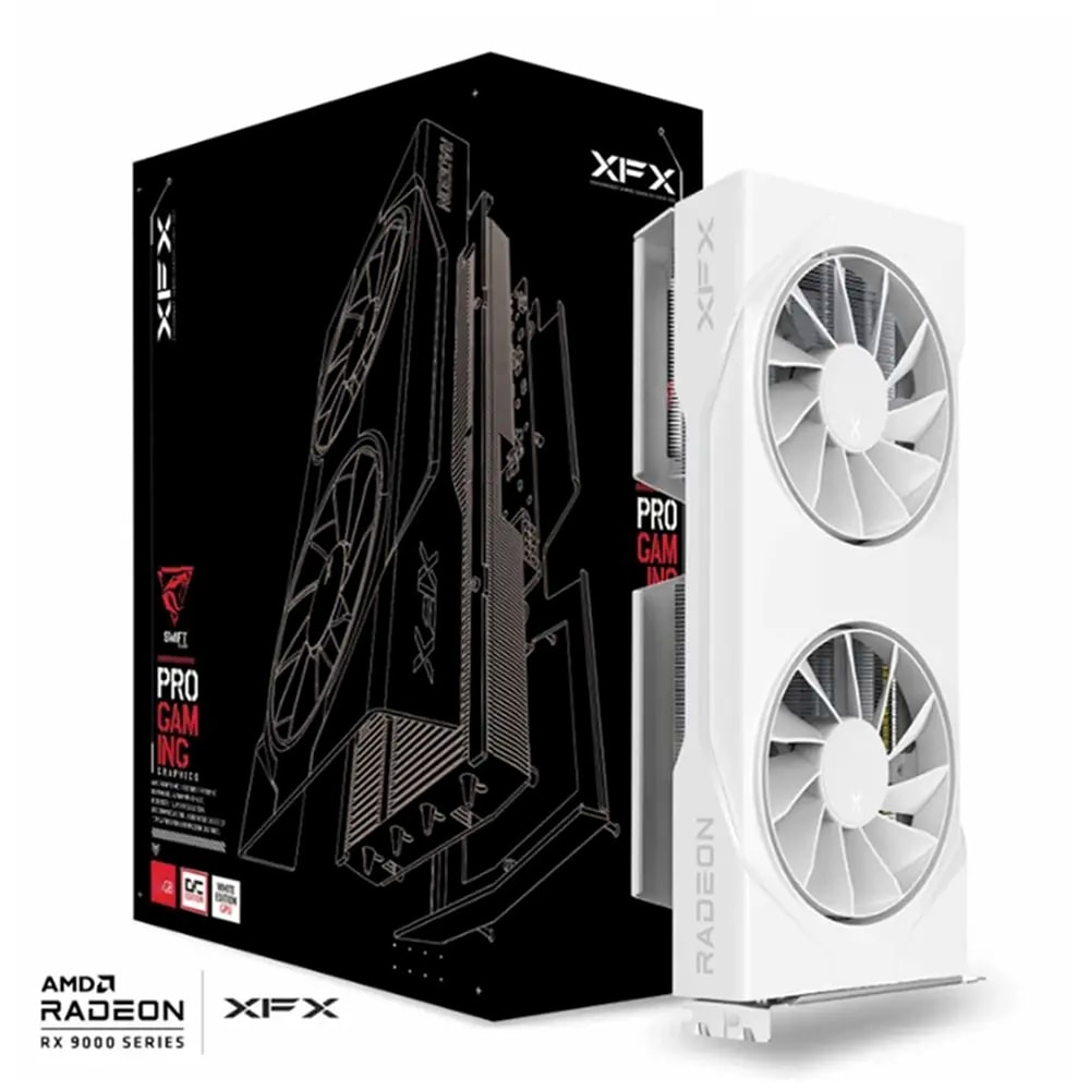Placa Gráfica XFX AMD Radeon RX 9060 XT "RDNA 4" Swift OC White Gaming Edition 8GB GDDR6