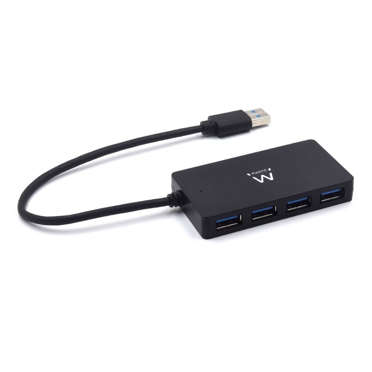 Hub USB Ewent EW1134 4 Portas USB 3.1 Gen1 c/ Alimentação Preto