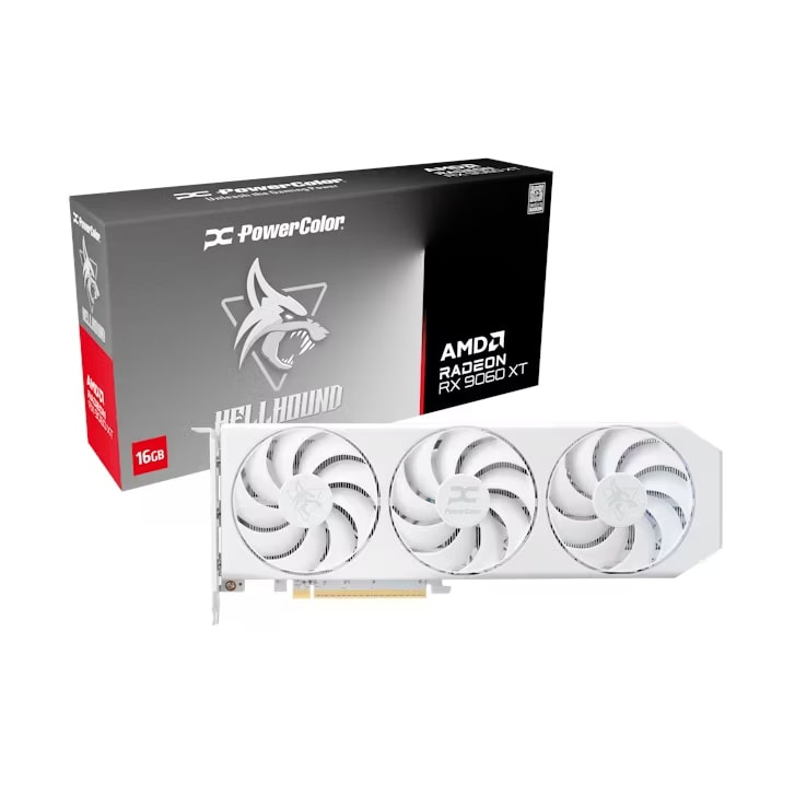 Placa Gráfica Powercolor AMD Radeon RX 9060 XT "RDNA 4" Hellhound 16GB GDDR6 Spectral White