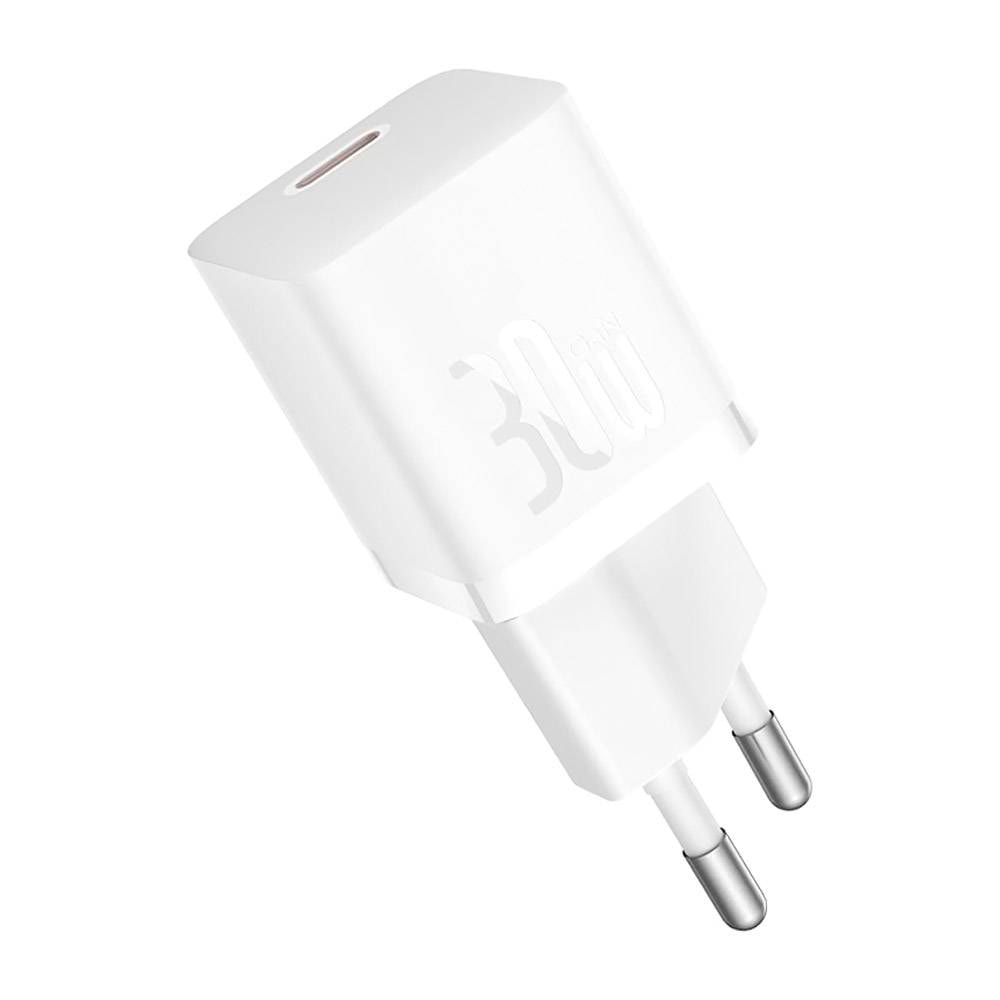 Carregador Baseus GaN5 Fast Charger (Mini) 1C 30W USB-C Moon White