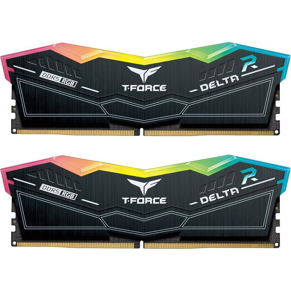 Memória RAM UDIMM TEAMGROUP T-Force Delta RGB 16GB (2x8GB) DDR5-5200MHz (AMD Expo/Intel XMP) CL40 (40-40-40-76) 1.25V Preta
