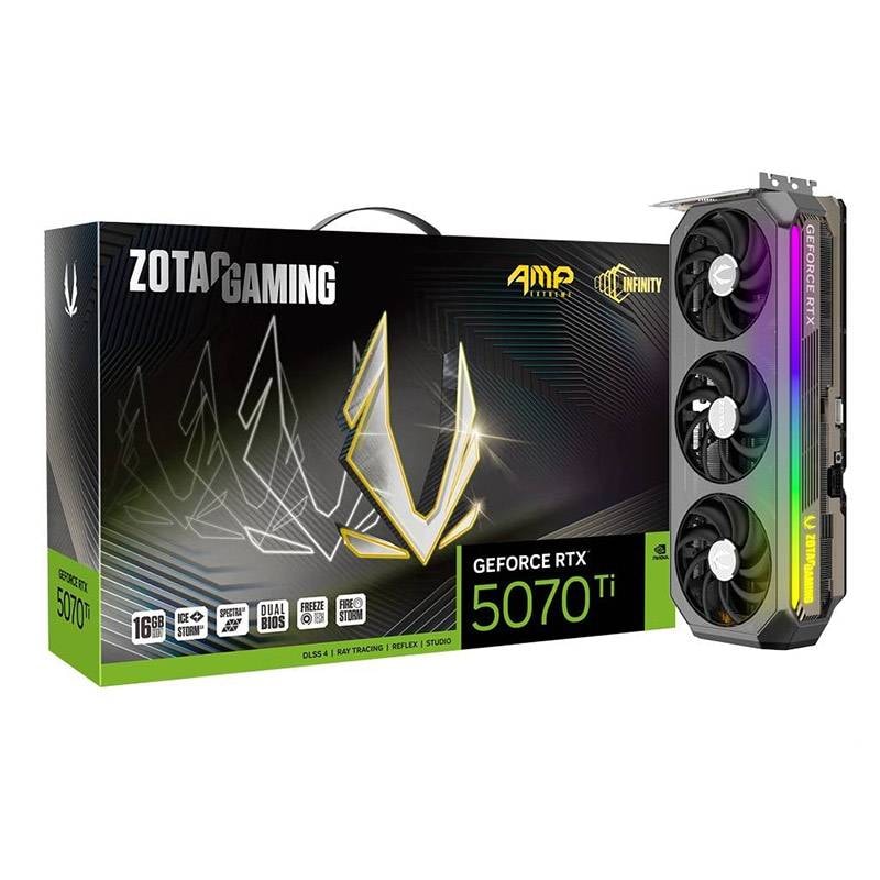Placa Gráfica Zotac Gaming NVIDIA GeForce RTX 5070 Ti "Blackwell" AMP Extreme INFINITY 16G GDDR7 DLSS4