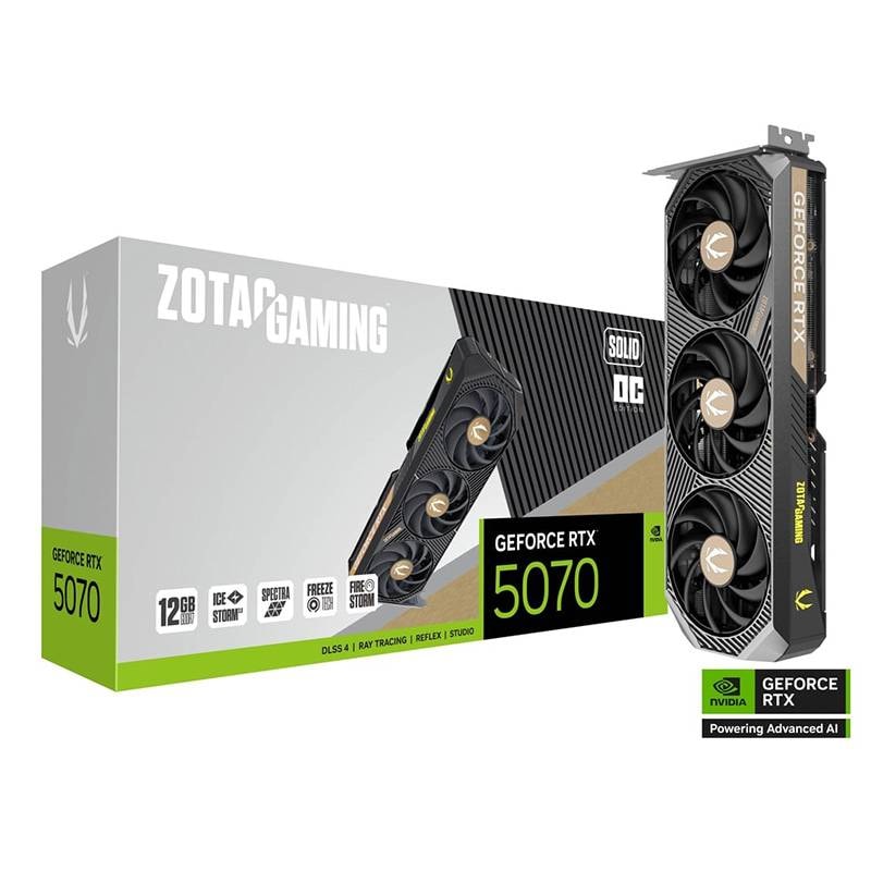 Placa Gráfica Zotac Gaming NVIDIA GeForce RTX 5070 "Blackwell" Solid OC 12GB GDDR7 DLSS4
