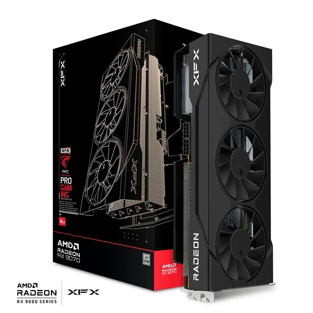 Placa Gráfica XFX AMD Radeon RX 9070 "RDNA 4" Swift OC Triple 90mm Fan Gaming 16GB GDDR6