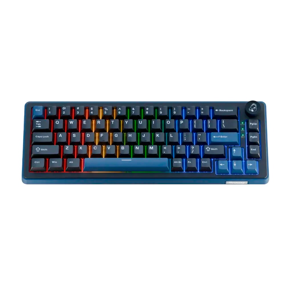 Teclado Mecânico Ducky OK-M 65% Tri-mode Hot-Swap RGB PT KTT Tactile​ Switches Preto/Azul