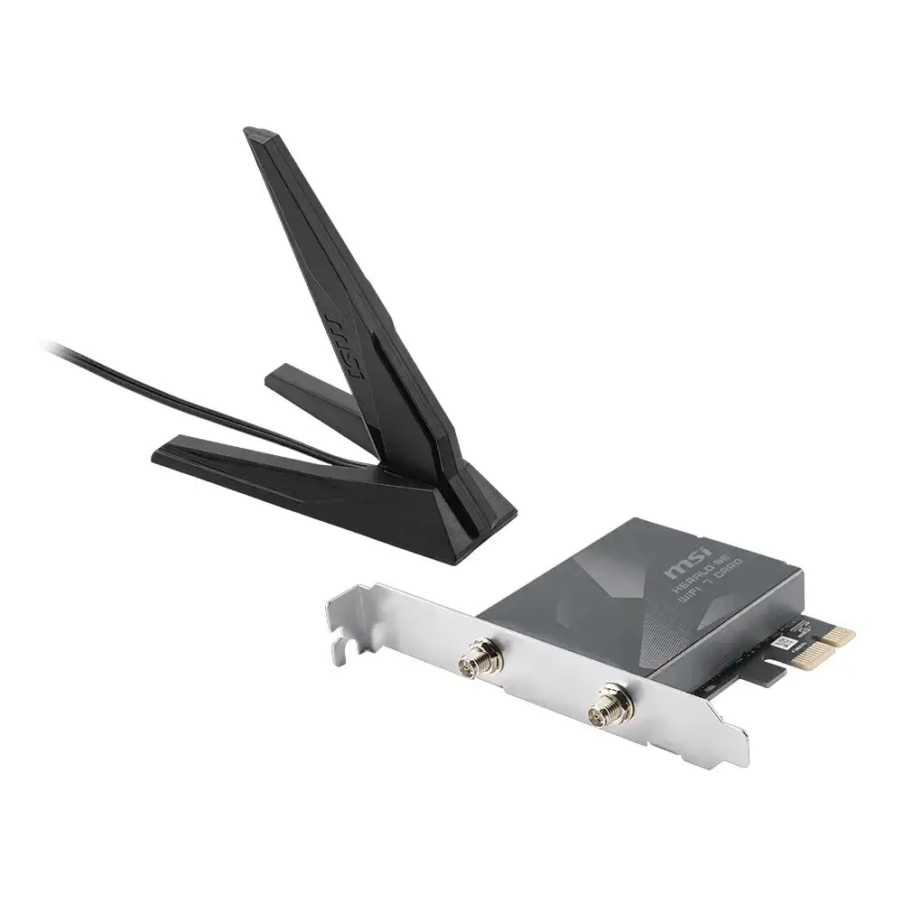 Placa de Rede MSI Herald BE9400 PCI Express Tri-Band WiFi 7 + Placa PCIe Bluetooth 5.4