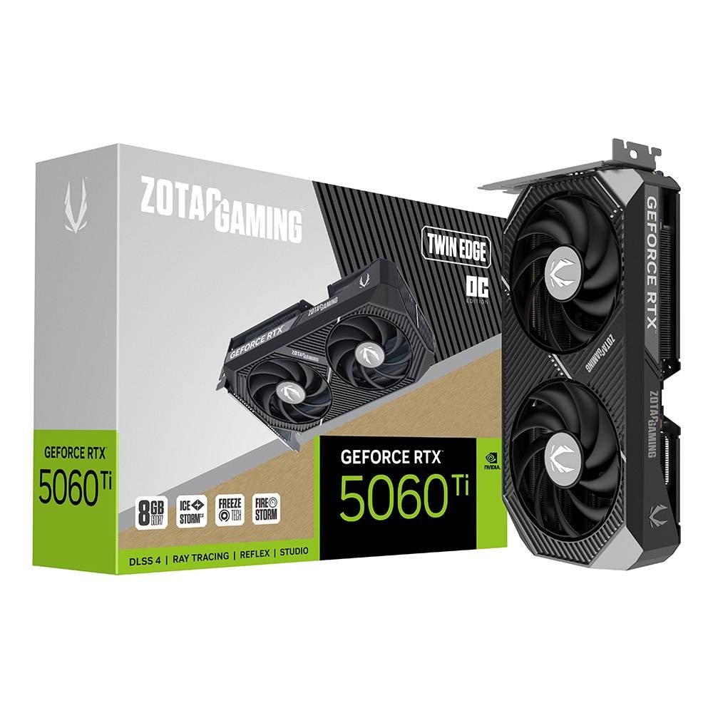 Placa Gráfica Zotac Gaming GeForce RTX 5060 Ti "Blackwell" Twin Edge OC 8GB GDDR7 DLSS4