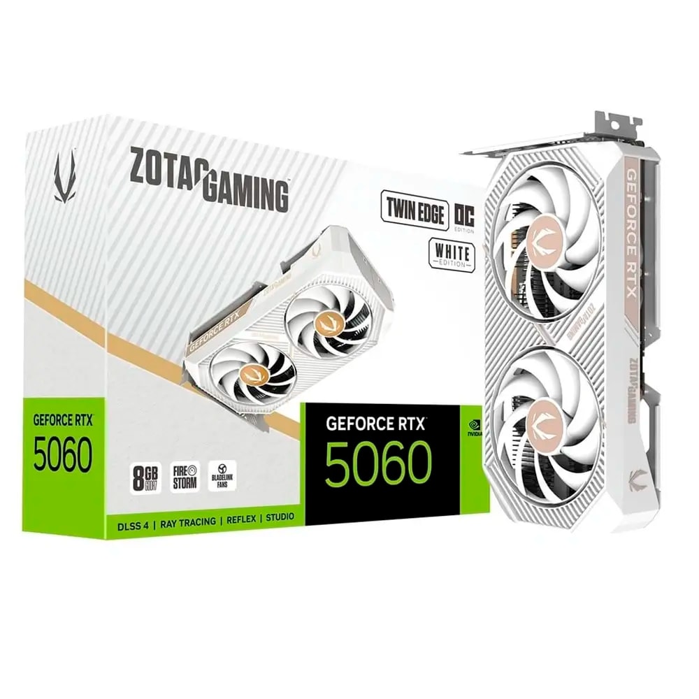 Placa Gráfica Zotac Gaming NVIDIA GeForce RTX 5060 "Blackwell" Twin Edge OC White Edition 8GB GDDR7 DLSS4
