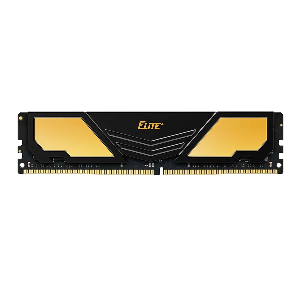 Memória RAM UDIMM TEAMGROUP Elite Plus 16GB (1x16GB) DDR4-3200MHz CL22 (22-22-22-52) 1.20V Preta/Dourada