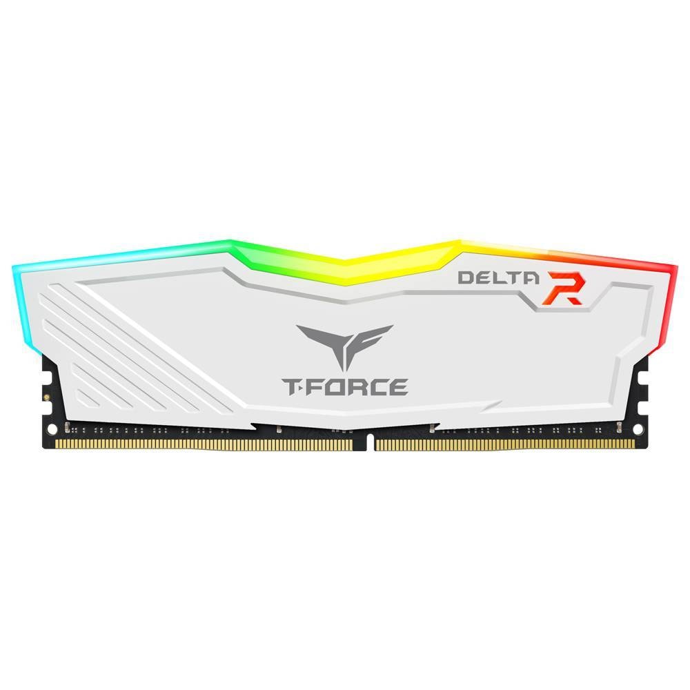 Memória RAM UDIMM TEAMGROUP T-Force Delta RGB 16GB (2x8GB) DDR4-3200MHz (Intel XMP) CL16 (16-18-18-38) 1.35V Branca