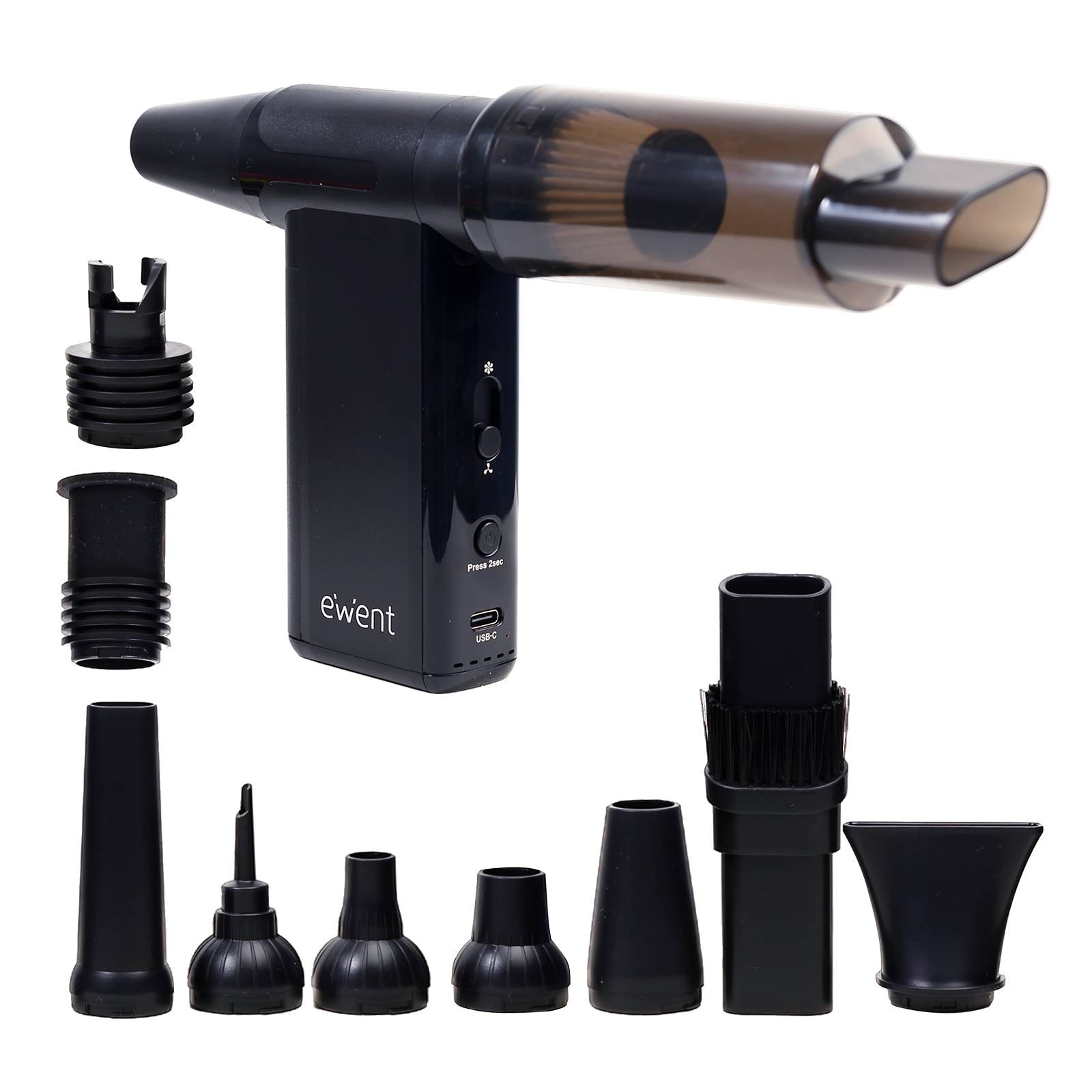 Spray/Aspirador Elétrico Eliminador de Pó Ewent EW5682 Recarregável 8000mAh 180W 180000RPM Preto