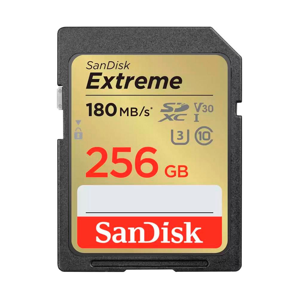 Cartão de Memória SDXC SANDISK Extreme 256GB (180MB/s) UHS-I, U3, V30