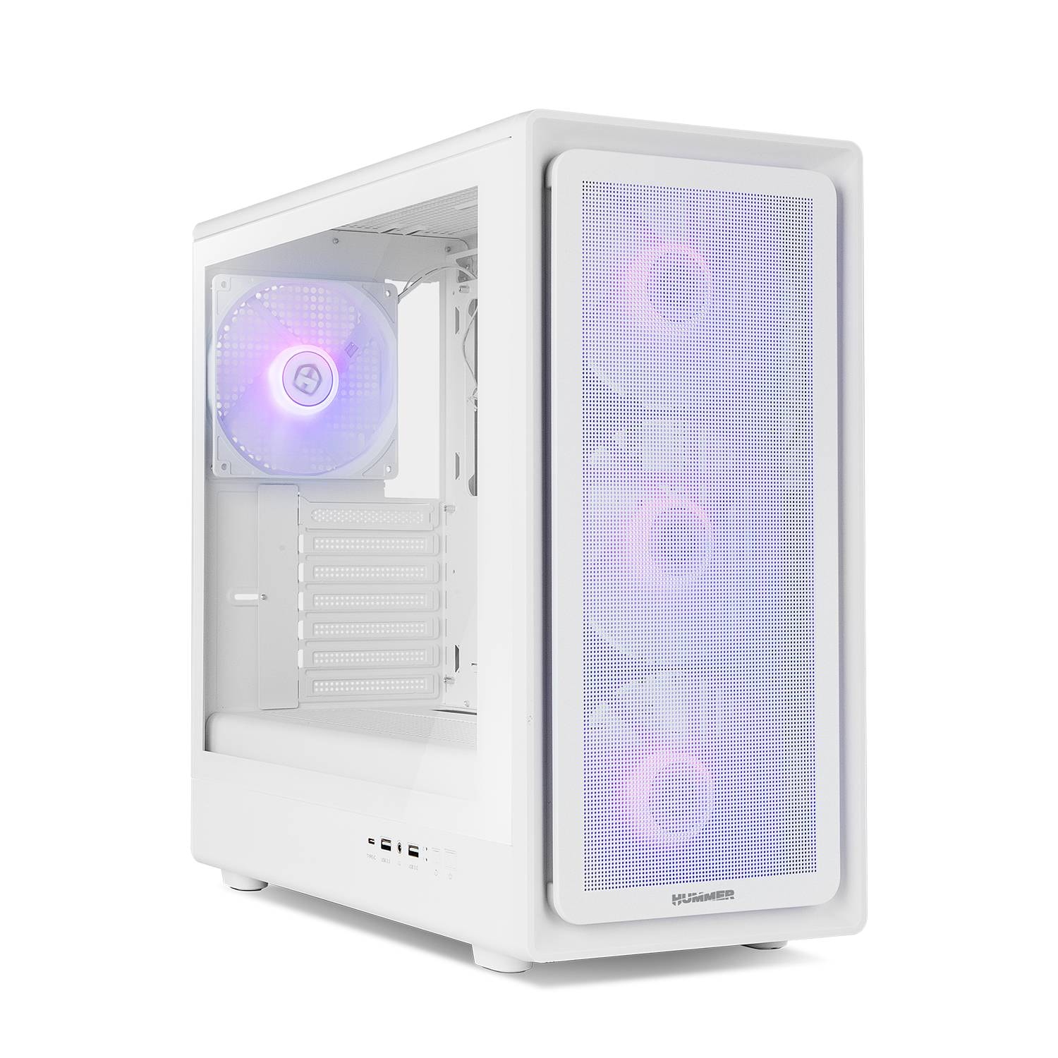 Caixa ATX Nox Hummer Aero ARGB Hyperflow Tempered Glass Branca