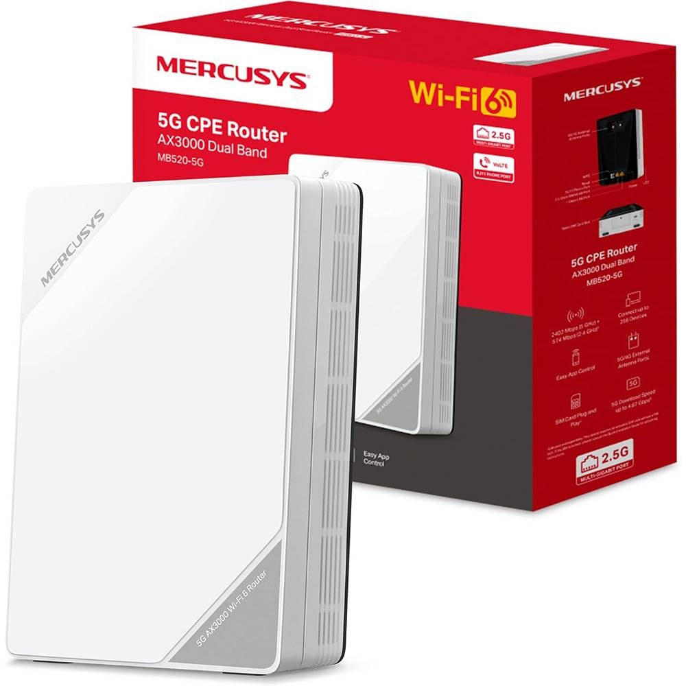 Router Mercusys MB520-5G AX3000 Dual-Band WiFi 6 5G 2.5GbE Mesh
