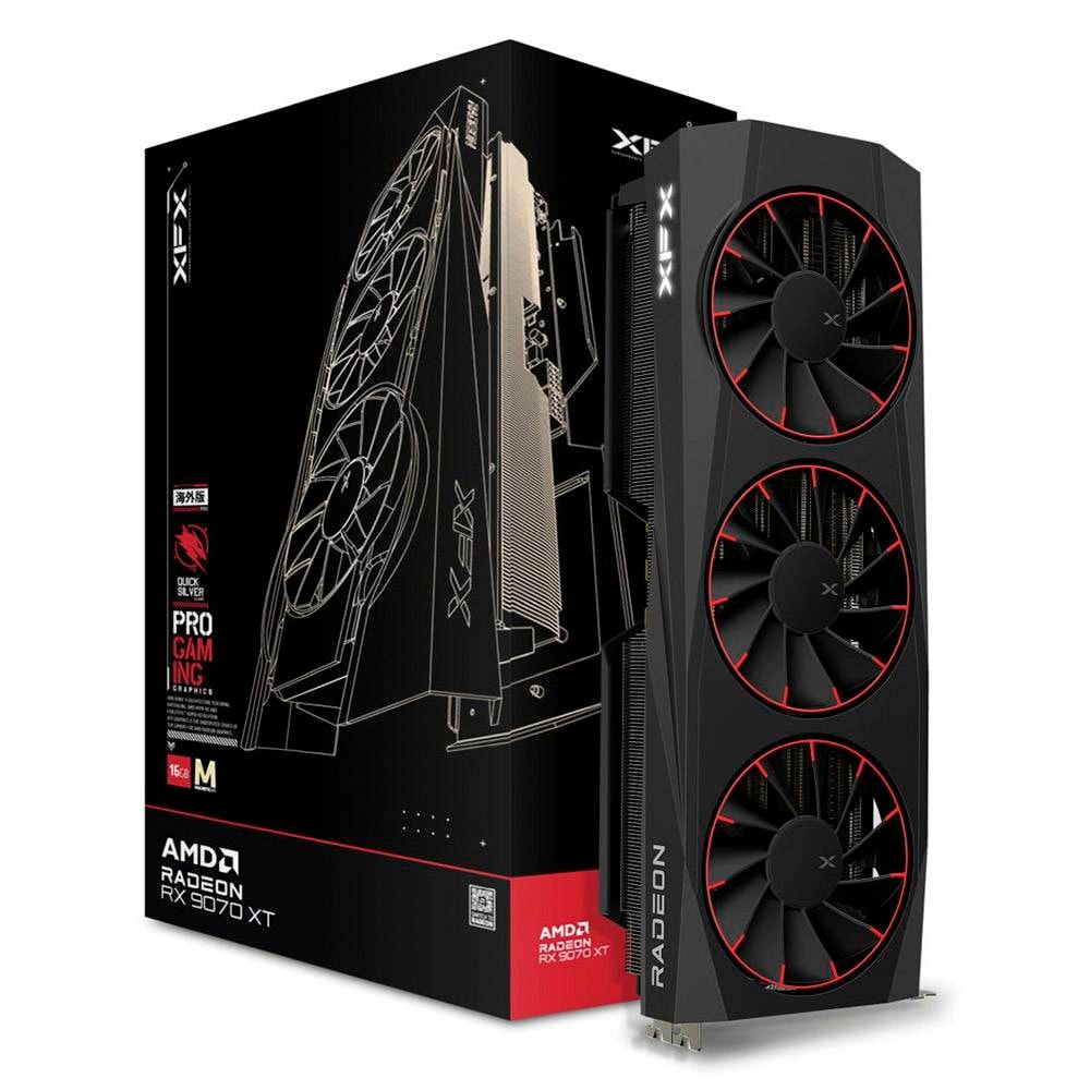 Placa Gráfica XFX AMD Radeon RX 9070 XT "RDNA 4" Quicksilver Black Magnetic Air Edition 16GB GDDR6