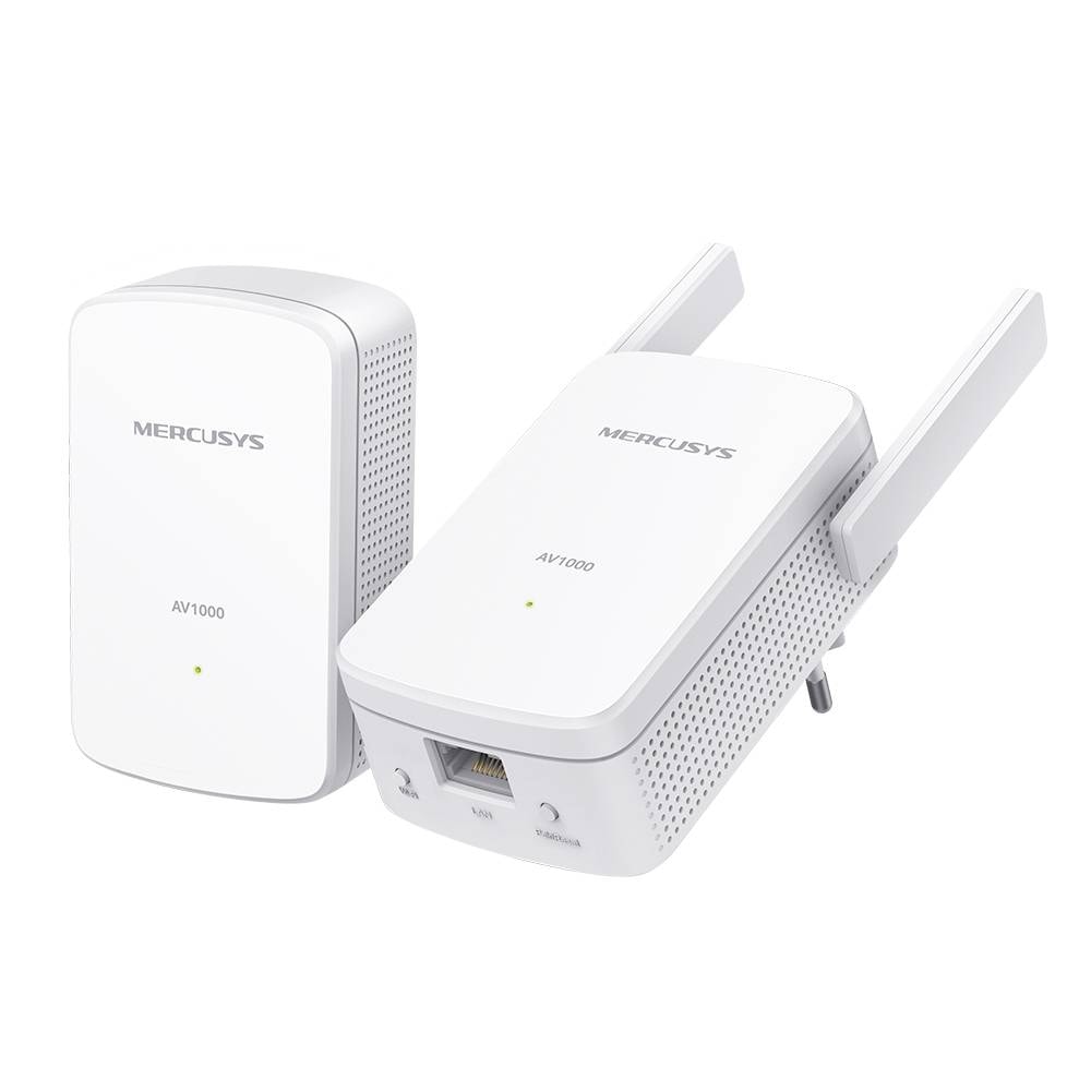 Kit Adaptador Powerline Mercusys MP510 KIT AV1000 Homeplug AV2 Gigabit Wi-Fi 300Mbps