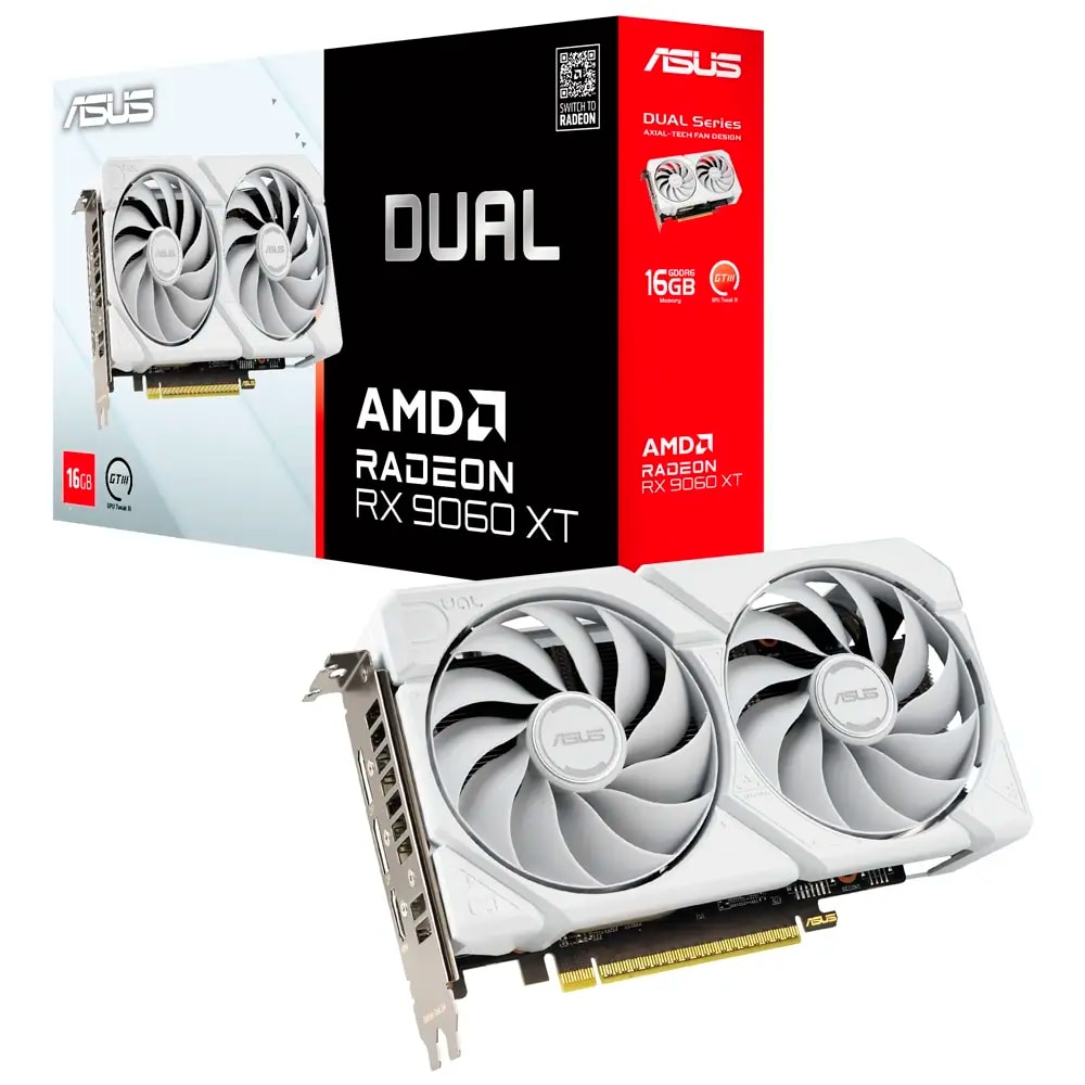 Placa Gráfica Asus AMD Radeon RX 9060 XT "RDNA 4" Dual Gaming White 16GB GDDR6