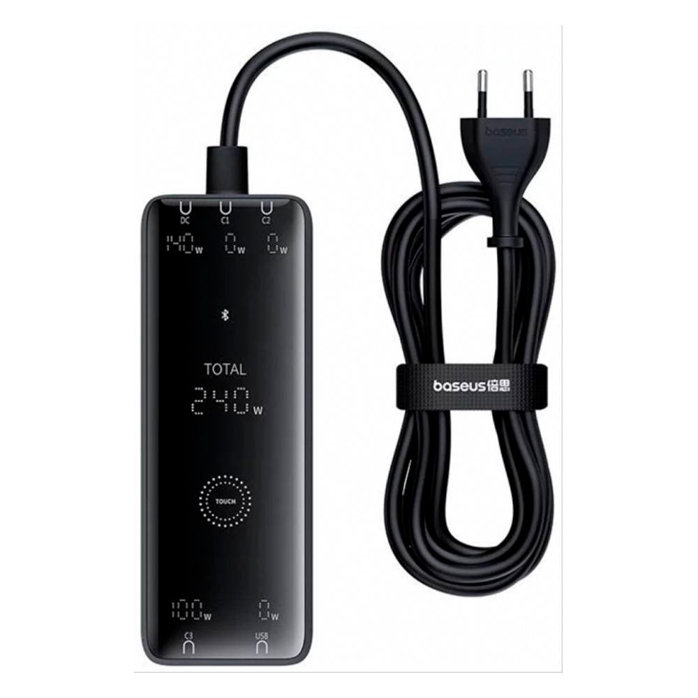 Carregador Baseus Digital Charger GaN 240W 3x USB-C + USB-A + DC Preto