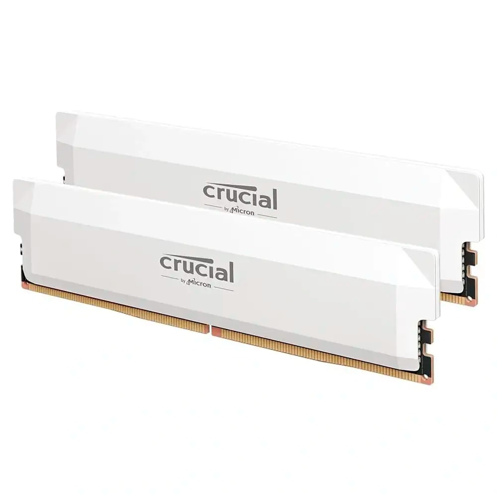 Memória RAM UDIMM Crucial Pro Overclocking 32GB (2x16GB) DDR5-6400MHz (AMD Expo/Intel XMP) CL32 (32-40-40-103) 1.35V Branca