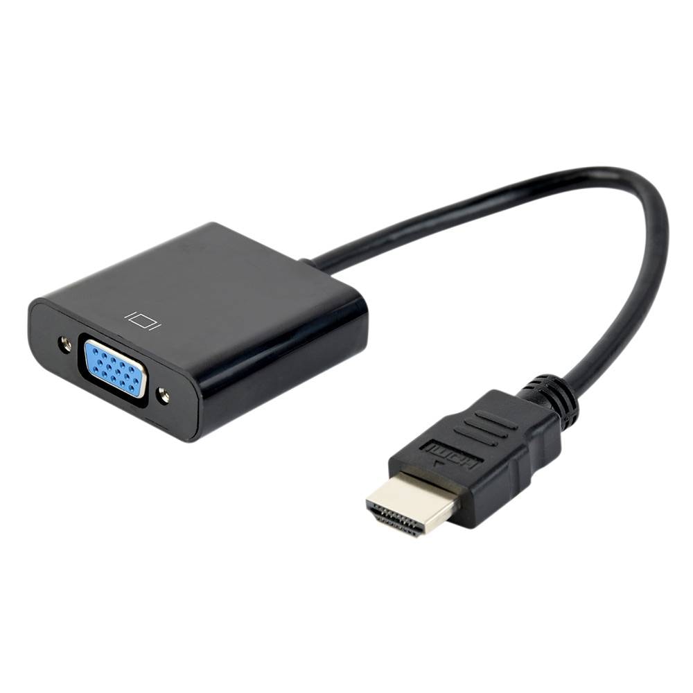 Adaptador Gembird HDMI-M p/ VGA-F 15cm Preto