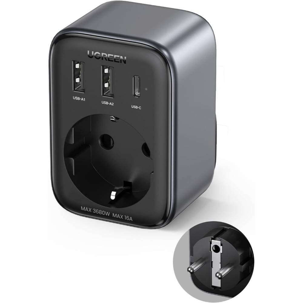 Carregador UGREEN CD314 30W 2xUSB-A + 1xUSB-C Preta