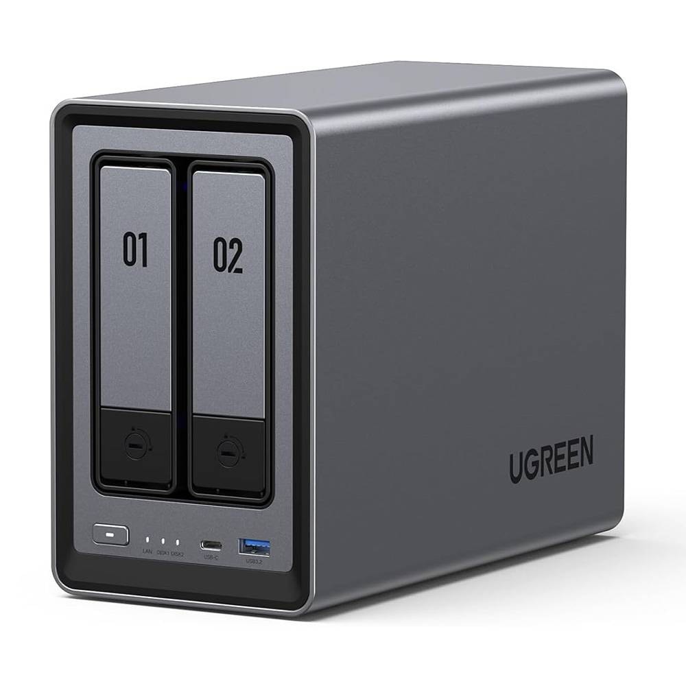 NAS UGREEN NASync DXP2800 | 2 Baías | CPU Intel N100 | eMMC 32GB | RAM 8GB | 2x SATA | 2x M.2 SSD | LAN 1x 2.5GbE