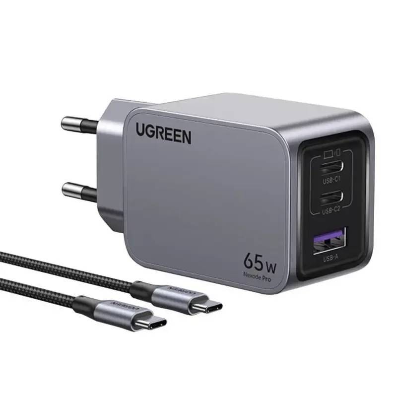 Carregador UGREEN X755 Nexode Pro Wall 2x USB-C + 1x USB-A GaN PD 65W Cinza
