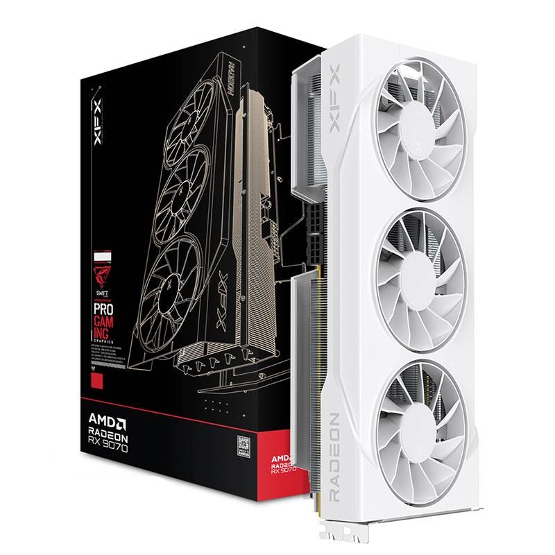 Placa Gráfica XFX AMD Radeon RX 9070 GRE "RDNA 4" Triple Fan Gaming White Edition OC 12GB GDDR6