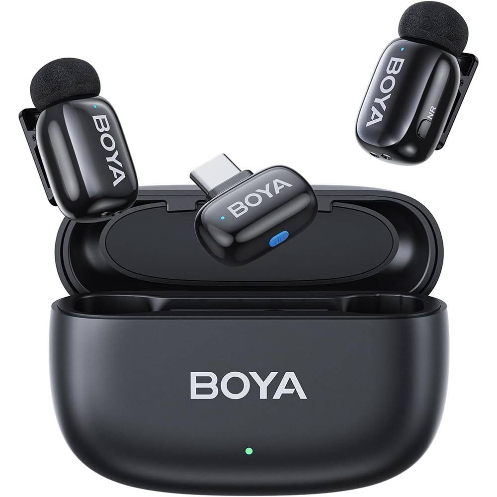 Microfone de Lapela BOYA Mini-14 (2 TX + 1 RX) Ultracompact 2.4GHz Wireless USB-C Preto