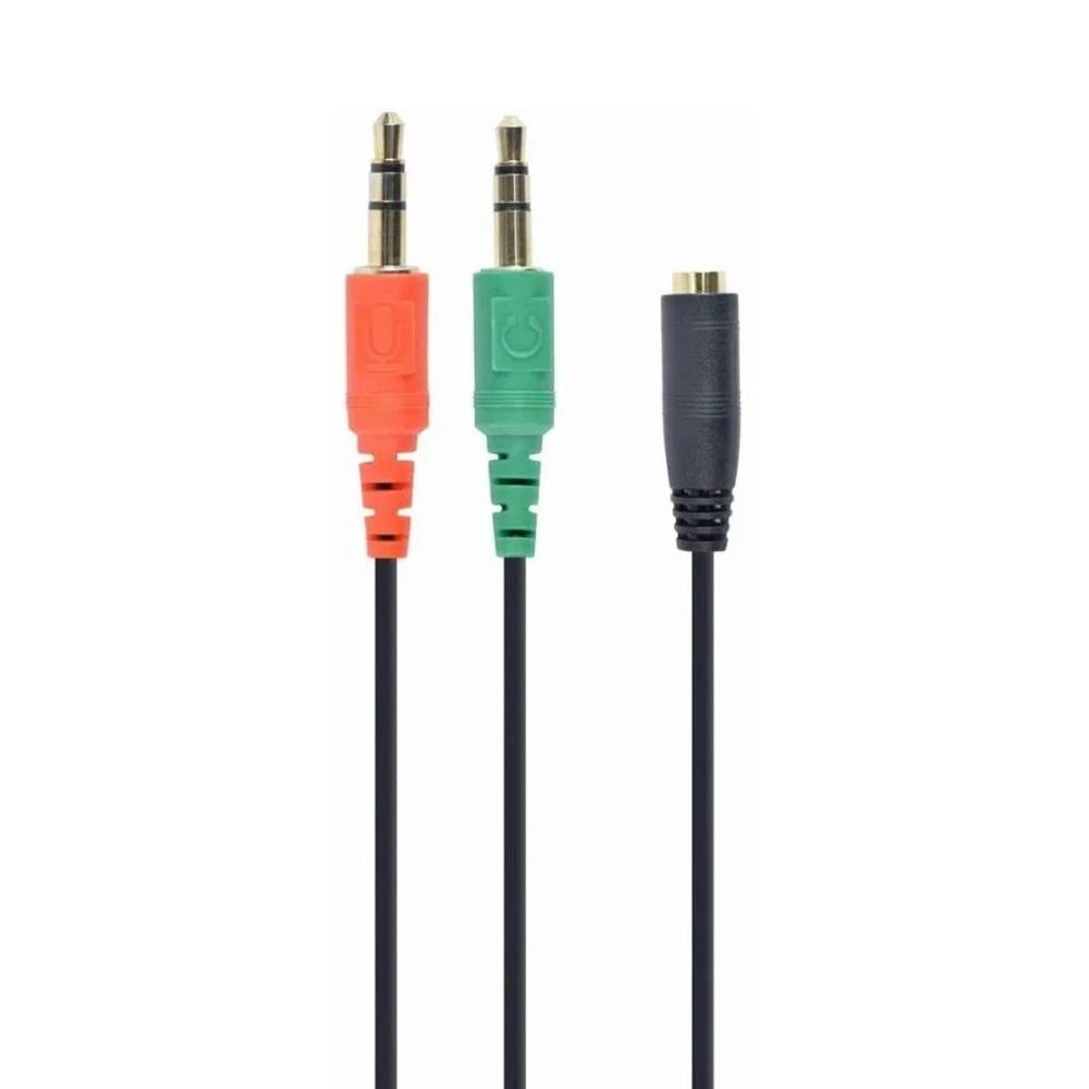 Cabo de Áudio Gembird CCA-418M 1xJack 3.5mm Fêmea para 2x Macho 0.2m Preto