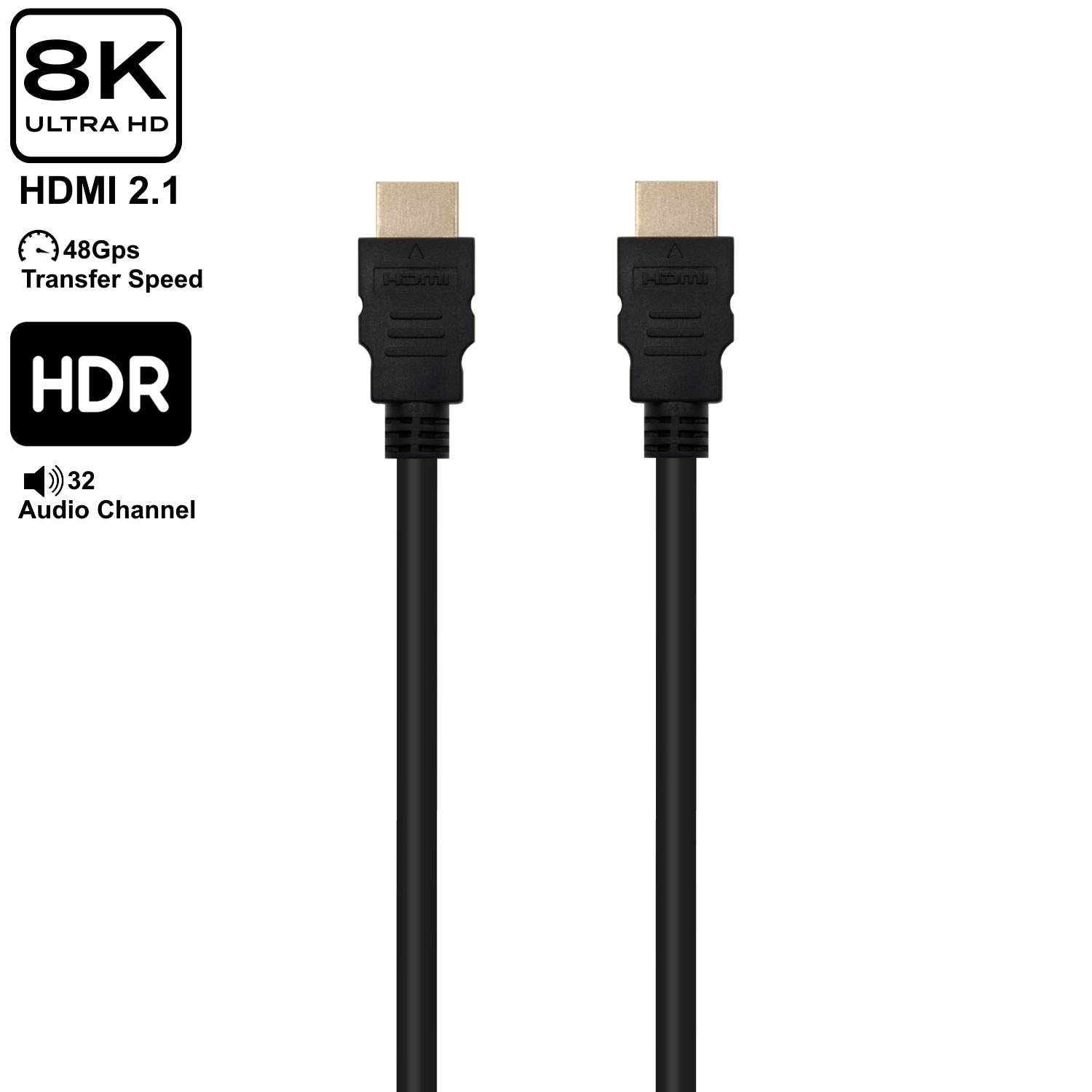 Cabo HDMI 2.1 Ewent EC1323 Ultra High Speed c/ Ethernet 8K HDR 5m Preto