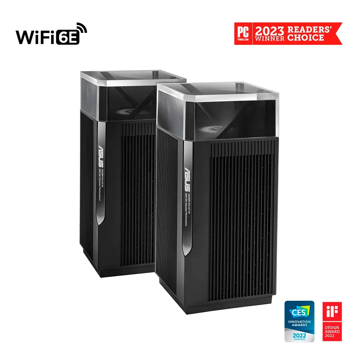 Sistema Asus Mesh ZenWiFi Pro ET12 AX11000 Tri-Band WiFi 6E AiMesh 2.5GbE Pack-2 Preto