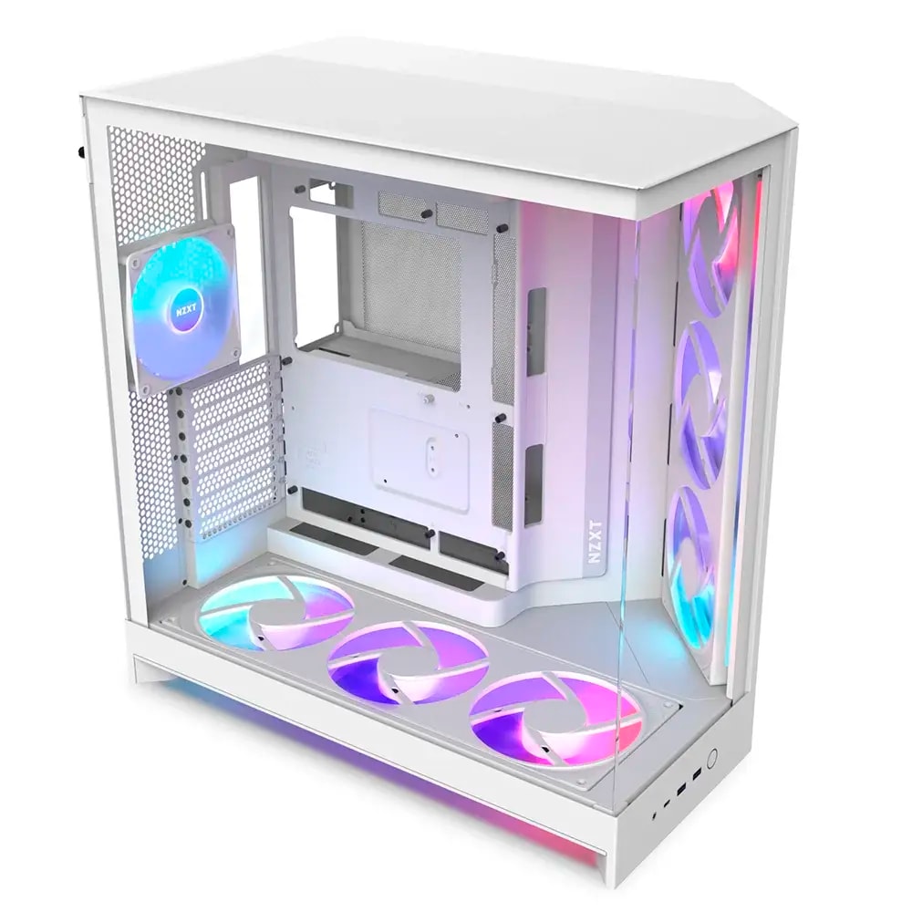 Caixa Extended-ATX NZXT H9 Flow RGB+ (2025) Tempered Glass Branca + Hub