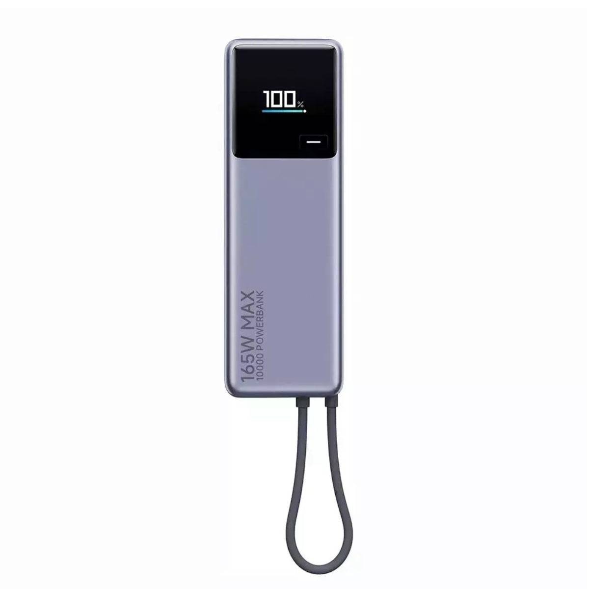 Powerbank Xiaomi 10000mAh 165W (120W+45W) c/ Cabo USB-C Integrado Cinza/Preta